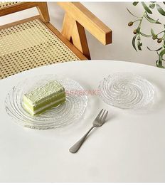 Plates Small Size Nebula Pattern Glass Cake Plate Fruit Dessert Snack Inventory Heart Western Dish Creativity