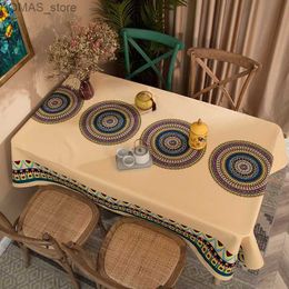 Table Cloth Bohemia Datura Rectangle Tablecloth Kitchen Dining Table Decor Waterproof Table Cover for Wedding Holiday Party Decorations Y240401