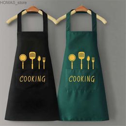 Aprons Kitchen Household Cooking Apron Men Women Oil-Proof Waterproof Adult Waist Fashion Coffee Overalls Apron Kitchen Accessories Y240401