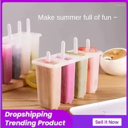 Baking Moulds Sorbet Mould Durable Popsicle Easy To Release Kitchen Tools Clean 4 Grids Covered And Hygienic