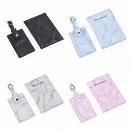 2pcs/set Leather Passport Cover Portable Universal Men Women Credit Card Holder Travel Lage Tag Fi Passport Holder 99AH#