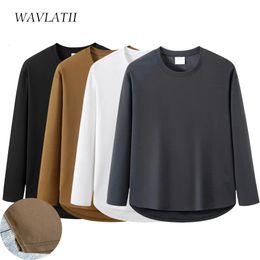 WAVLATII Women Korean Casual Style Tops Female White Oversized Long Sleeve T shirt for Spring Autumn Lady Solid Tees WLT2309 240315