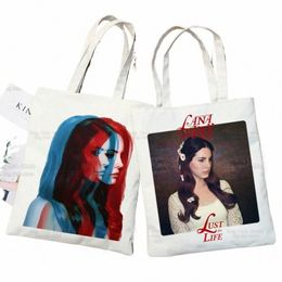 lana Del Rey Singer Fans Women Canvas Shoulder Bag Canvas Tote Eco Just for Life Shop Bag Canvas Tote Bag HandBag Daily Use v8tn#