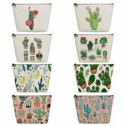 travel Toiletry Bags Cactus Print Custom Women's Cosmetic Bag Refreshing Plant Pencil Cases High Quality Makeup Organizer Casual n8uR#