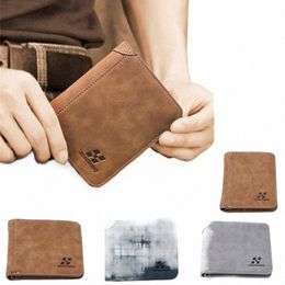 1pc New Men's Wallet Short Frosted Leather Wallet Retro Three Fold Vertical Wallet Youth Korean Multi-Card Men Fi h10V#