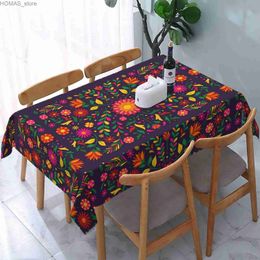 Table Cloth Colorful Floral Mexican Rectangular Tablecloth Holiday Party Decorations Waterproof Fabric Table Cover for Kitchen Table Decor Y240401