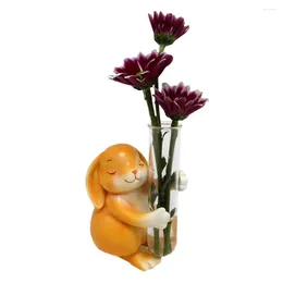 Vases Quirky Decor Adorable Cartoon Statue Flower Vase Shatterproof Container For Desktop Decoration