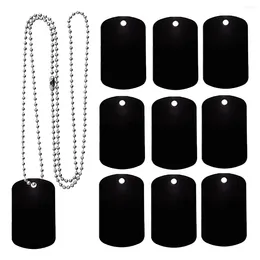 Dog Collars 25 Pack Aluminum Blank Tags For Laser-Engraving With 24 Inches Of Stainless Steel Ball Chain Black