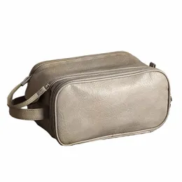 new Multifunctial Makeup Bag For Women PU Leather Large Capacity Portable Travel Makeup Brush Toiletries Storage Bag g88e#