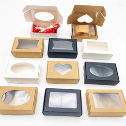 Gift Wrap 300Pcs/Lot Black White Brwon Kraft Paper Box With Window Small Accessory Soap Packaging