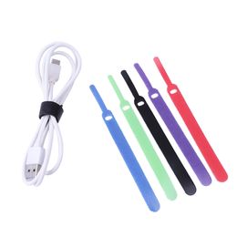 20pcs Cable Organisers Fasten Mouse Cable Ties Polyester Sticky Zip Wire Winders, Pink, 11x145mm