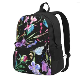 Storage Bags Backpack Peonies And Dragonflies Butterflies Casual Printed School Book Shoulder Travel Laptop Bag For Womens Mens