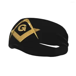 Berets Custom Gold Freemason Logo Sweatband Men Women Moisture Wicking Masonic Mason Athletic Headband For Football