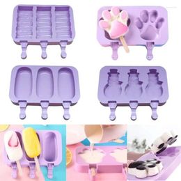 Baking Moulds 1Pc Homemade Food Grade Silicone Ice Cream Moulds DIY Lolly Freezer Bar Maker With Popsicle Sticks