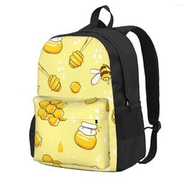 Storage Bags Backpack Cute Bees And Honey Casual Printed School Book Shoulder Travel Laptop Bag For Womens Mens