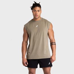 Men Loose Sleeveless Cotton Shirts Male Breathable Sports Undershirt Running Vest Singlet Mens Fitness Gyms Tank Tops 240321