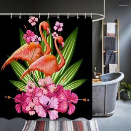 Shower Curtains Flamingo Waterproof Flowers Birds Bath Bathroom Washable Cloth 3d Printed With Hooks Decor Screen