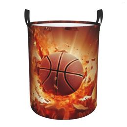 Laundry Bags Basketball Basket Circular Hamper Waterproof Bathroom Storage Bin Organiser With Handles