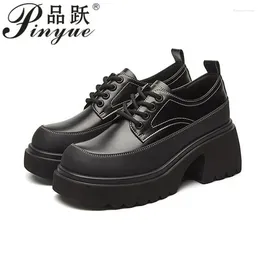 Dress Shoes 6cm Women Large Size Genuine Leather Women's High Heels Spring Fashion British Style Ladies 35-40