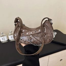 Shoulder Bags Vintage PU Leather For Women 2024 Classic Y2K Retro Purse Female Handbags Daily Ladies Underarm Bag