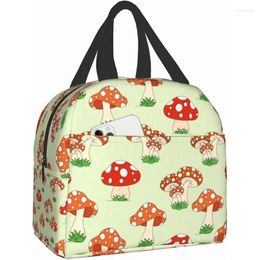 Storage Bags Cute Colourful Mushroom Insulated Lunch Bag For Women Reusable Box Tote Office Work School Picnic Beach