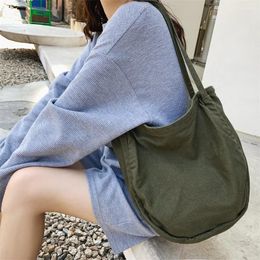 Evening Bags Korean Canvas Shoulder Shopper Bag For Women 2024 Zipper Large Woman Tote Bookbag Fashion Brand Female Handbags Student Purses