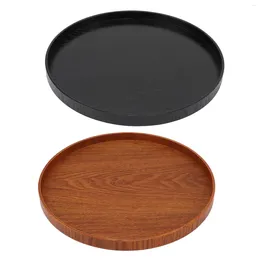 Plates Wood Serving Tray Round Easy To Clean 11.8in Compact Light Multifunction Simple Elegant Wooden Tea For House