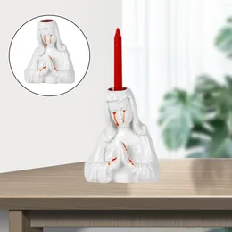 Candle Holders Resin Creative Crying Mary Holder Artistic Candlestick Polished Organizer Figurines Columnar Candles Stand Party Supplies