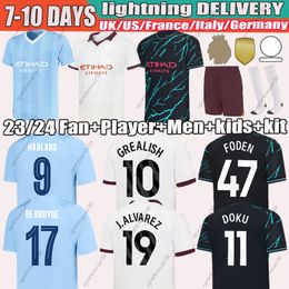 24 HAALAND SOCCER JERSEYS MANS CITIES FINAL ISTANBUL KIT MAHREZ GREALISH DE BRUYNE FODEN football kids J.Alvarez MANCHESTE NEW YEAR uniform