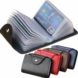 busin Card Holder Anti-theft ID Credit Card Holder Fi Women's 24 Cards Slim PU Leather Pocket Case Coin Purse Wallet 17xF#