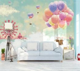 Wallpapers Wellyu 3d Wallpaper Romantic Ferris Wheel Air Balloon Sky City Wedding Room Children Background Wall