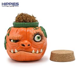 Polymer Clay Tobacco Storage Jar With Cute Pumpkin Skull,Tobacco Moisturizing Jar,Borosilicate Glass Cigarette Leaf Jar,Smoking Accessaries,Glass Ashtray With Lid