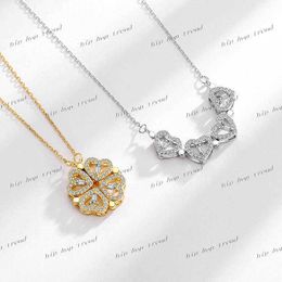 New Necklace Design Jewellery Stainless Crystal 4 Leaf Four Clover Heart Cyrstal Pendant Necklace