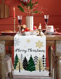 Christmas Snowflake Forest Linen Table Runners Dresser Scarves Table Decor Winter Xmas Dining Table Runners Christmas Decoration