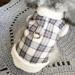 Dog Apparel Soft Thick Pet Clothes Eye-catching Plaid Print Vest Fashionable Winter Coat For Cats Dogs Warm Weather