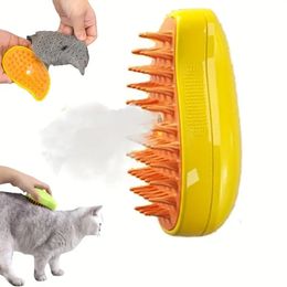 Steamy Cat Brush 3 in 1 Electric Cat Steamy Brush Multifunctional Steam Electric Pet Brush Cat Grooming Brush Self Cleaning Cat Hair Brush for Massage