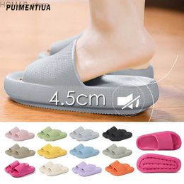 home shoes Summer Mens Slippers 2023 Womens Home Slippers Bathroom Non Slip Couple 4.5CM Thick Platform Sandals Women Men Indoor Slides Y240401