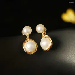 Dangle Earrings Baroque Natural Freshwater Cultured Pearl 18K Teens Bohemian Unisex Clip-on Art Gemstone Bridal Stud Ear Cuff