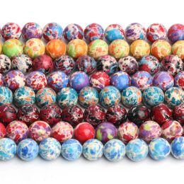 6mm 8mm 10mm Colourful Sea Sediment Jaspers Stone Beads Round Handmade Loose Beads For Jewellery Making Diy Accessories Supplies