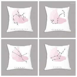 Pillow Twelve Constellations Posters Zodiac Astrology Sign Printed Seat Cover Nordic White Pillowcase 45x45cm Sofa Decoration