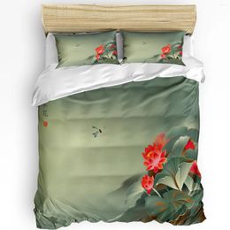 Bedding Sets Lotus Flower Chinese Set 3pcs Boys Girls Duvet Cover Pillowcase Kids Adult Quilt Double Bed Home Textile