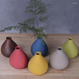 Vases 2Pcs Japanese Style Ceramic Vase Simple Solid Color Small Flower Plant Container Home Living Room Table Decor Crafts