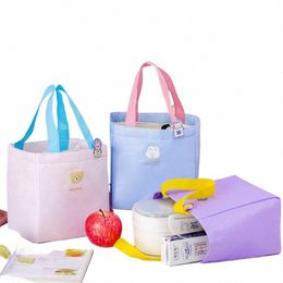 large Women's Lunch Bag with Badge Portable Insulati Lunchbox Pouch Thicken Zipper Thermal Food Cooler Bag for School Picnic g5a0#