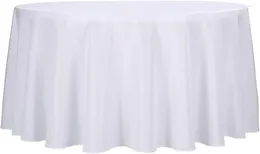 Table Cloth Ascoza 12pack 120 Inch White Round Tablecloth In Polyester Fabric For Wedding/Banquet/Restaurant/Parties