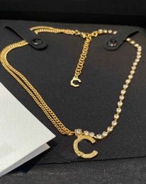 2024 Luxury quality charm pendant necklace with sparkly diamond in 18k gold plated have stamp box double layers PS3340B