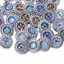 Charm Bracelets 10pcs/lot 18mm Snap Button Rhinestone Glass Charms Jewellery Multi Exotic Pattern For 20mm Snaps Bracelet KZ0966