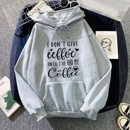 Women's Hoodies Coffee Letter Printed Women Casual Daily All Match Hooded Warm Fleece Winter Clothes Fashion Novelty Hoodie