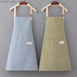 Aprons 1 piece of high-quality cotton and linen apron popular for home kitchen cooking restaurant special cleaning mens and womens clothing style Y240401