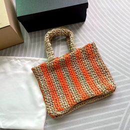Imported Lafite grass design pure handmade woven small Fibre tote bag summer beach bag lightweight and spacious suitable for matching with various clothing