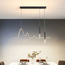 Modern Minimalist Led Pendant Lights Dimmable Black for Table Dining Room Kitchen Office Hanging Lamp Fixture Home Decor Design